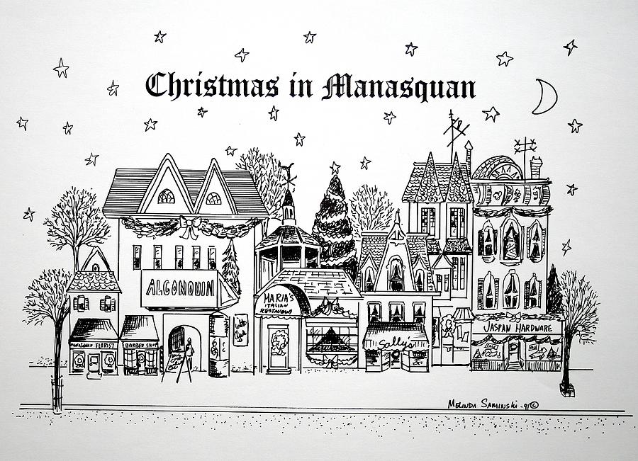 Christmas in Manasquan Drawing by Melinda Saminski