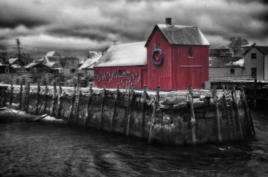 Scenic New England Photograph - Christmas in Rockport New England by Jeff Folger