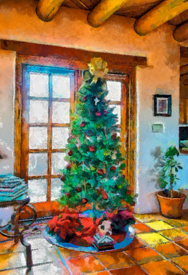 Christmas Digital Art - Christmas in Taos by Charles Muhle