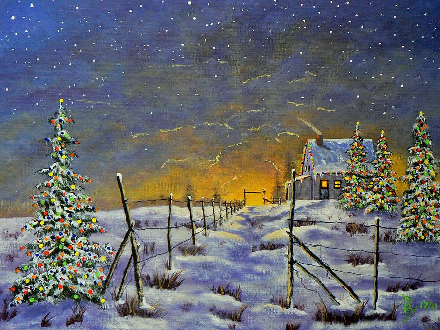 Christmas in the Country Painting by Ray Nutaitis