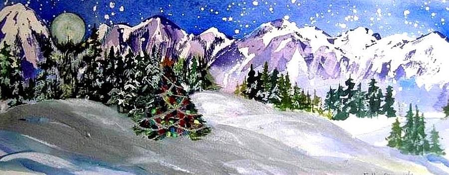 Christmas in the Mountains Painting by Esther Woods