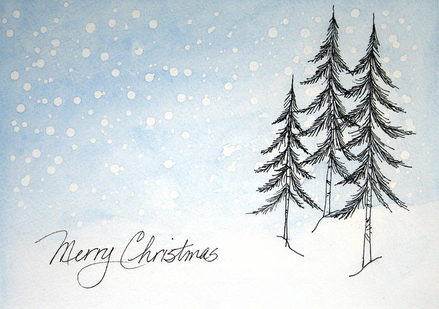 Christmas in the Pines Drawing by Marna Edwards Flavell