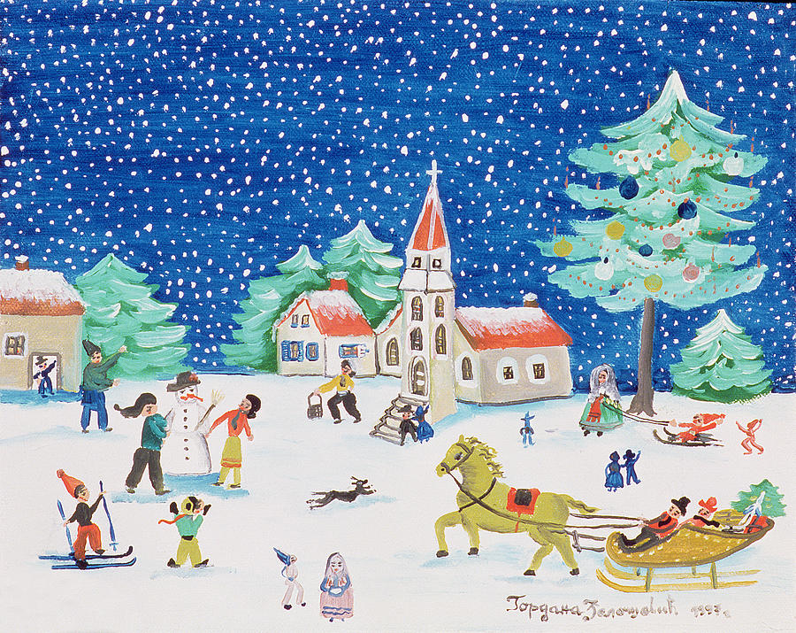 Winter Painting - Christmas Joy by Gordana Delosevic
