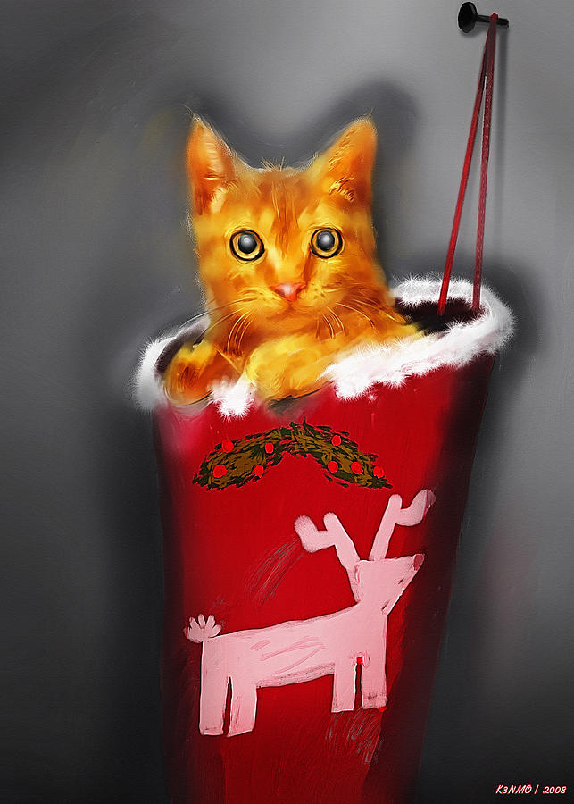 Christmas Kitten Digital Art by Ken Morris
