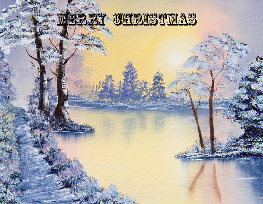Christmas Lake Painting by Roy Pedersen