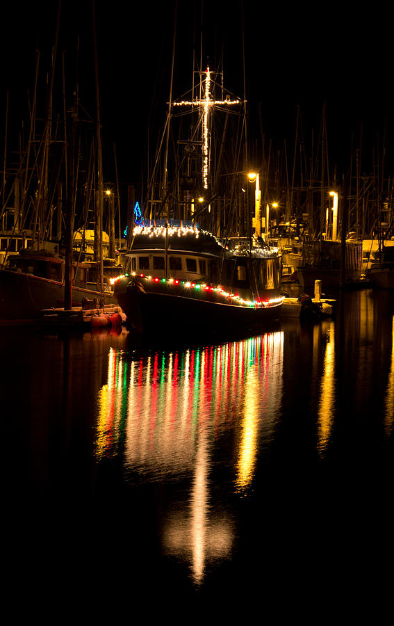 Boat Photograph - Christmas Lights II by Stephanie Jurries