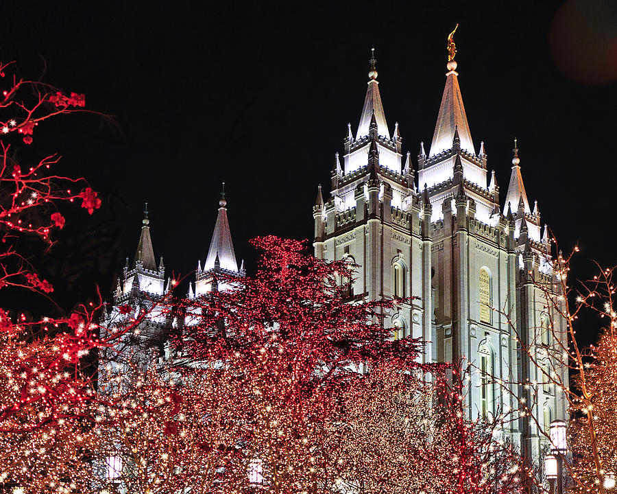 Christmas Lights in Temple Square Photograph by Betty Eich