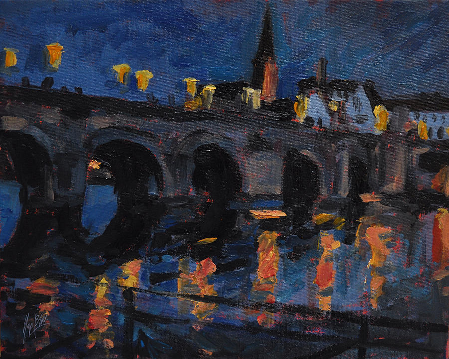 Christmas Painting - Christmas Lights Maastricht by Nop Briex