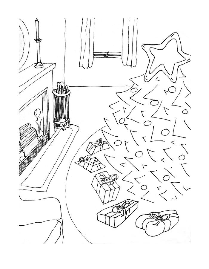 Christmas living room Drawing by Alan McCormick