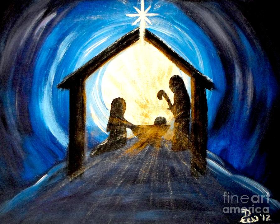 Christmas Painting - Christmas Manger Glory by Diane Wigstone