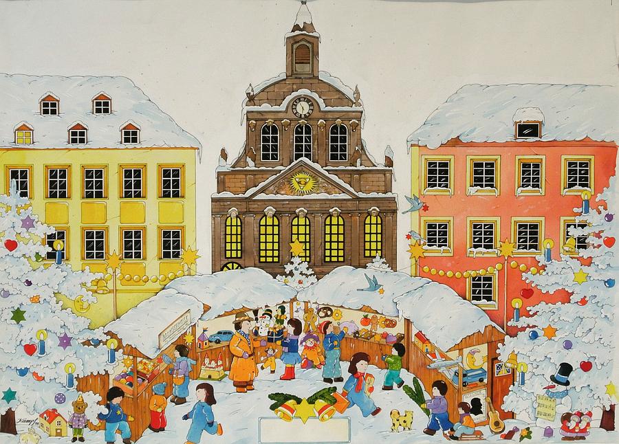 Christmas Market Painting by Christian Kaempf Fine Art America