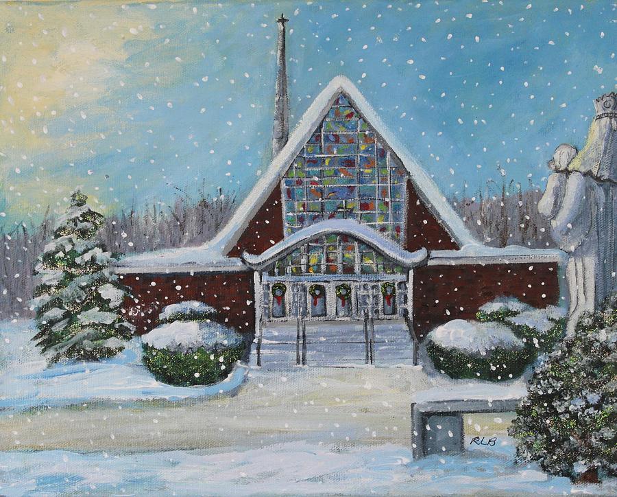 Christmas Morning at Our Ladys Church Painting by Rita Brown
