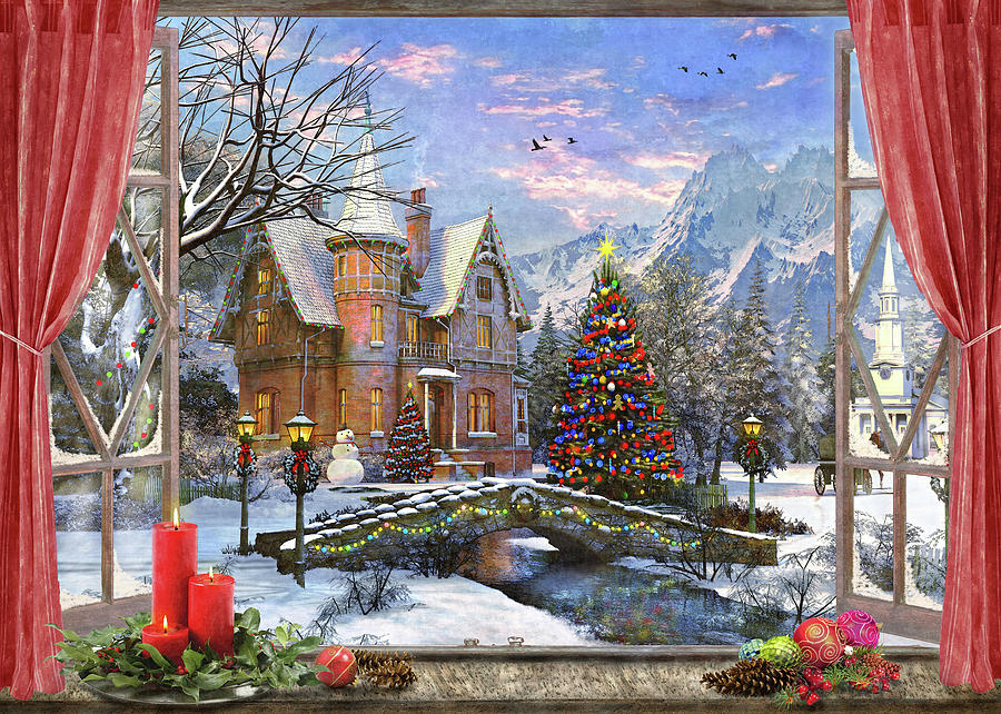 Window Painting - Christmas Mountian View (variant 1) by MGL Meiklejohn Graphics Licensing Window Painting - Christmas Mountian View (variant 1) by MGL Meiklejohn Graphics Licensing