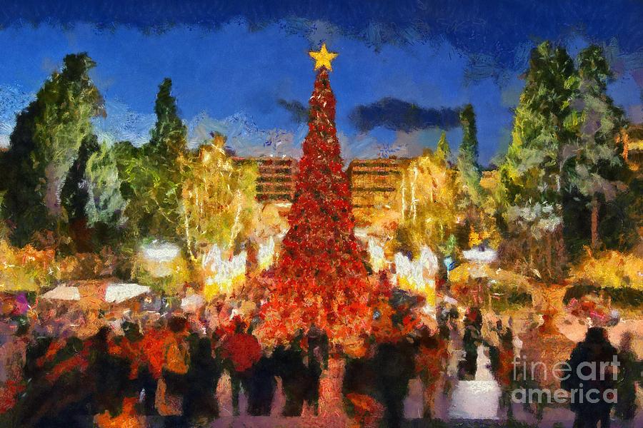 Greek Painting - Christmas night by George Atsametakis