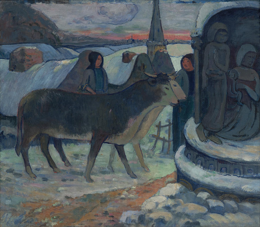 Christmas Night. The Blessing of the Oxen Painting by Paul Gauguin