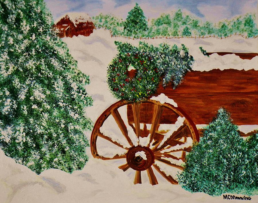 Christmas On The Farm Painting by Celeste Manning