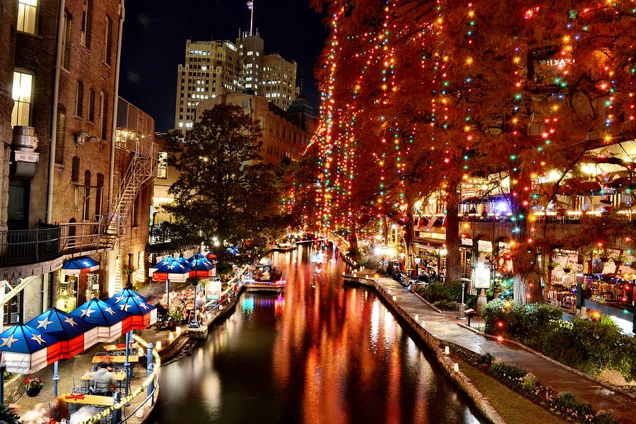San Antonio Photograph - Christmas on the Riverwalk by Robert Lerma