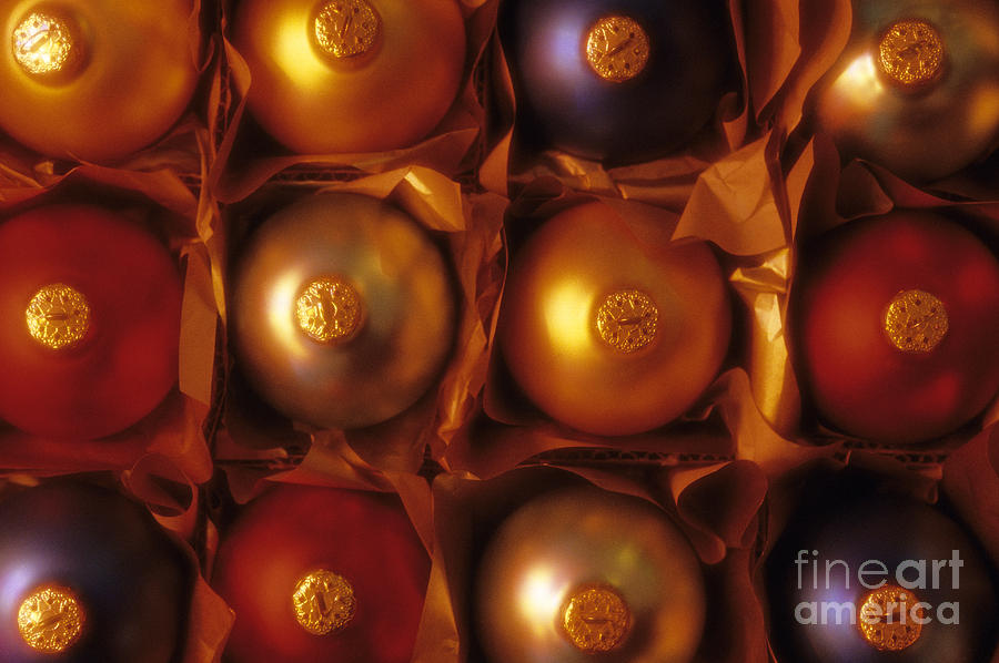 Christmas Ornaments in Box Photograph by Jim Corwin