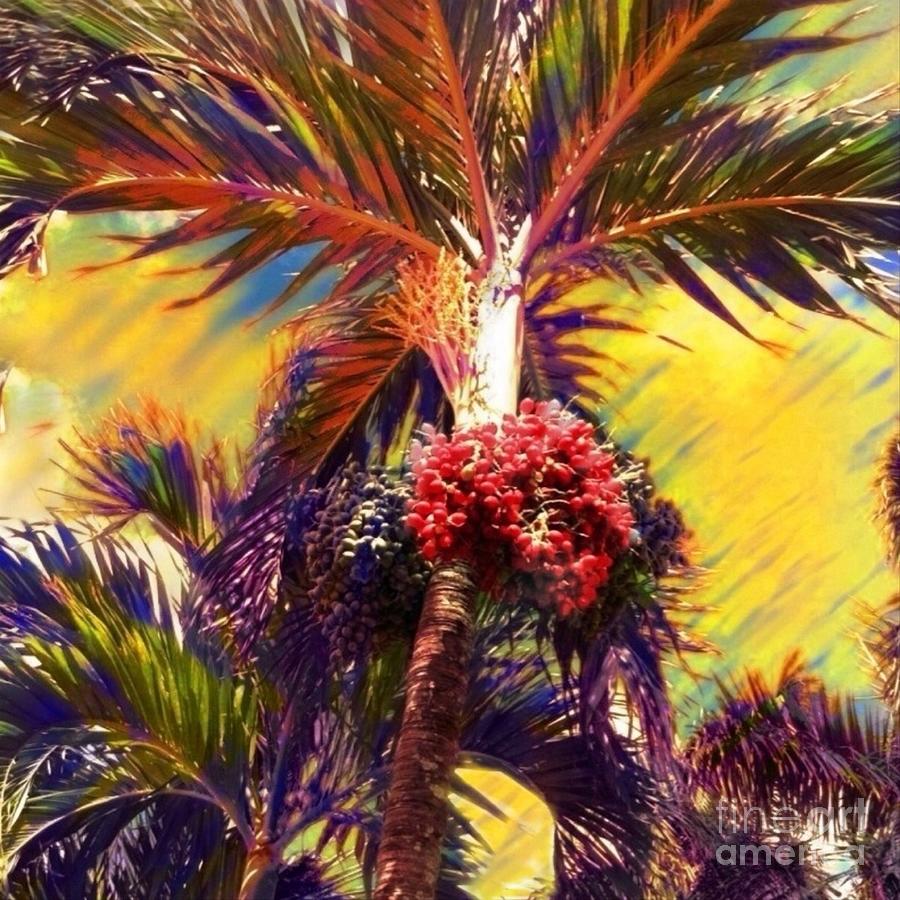 S Christmas Palm Tree in Yellow - Square Digital Art by Lyn Voytershark