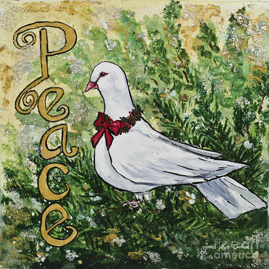Christmas Peace Dove Painting by Janis Lee Colon
