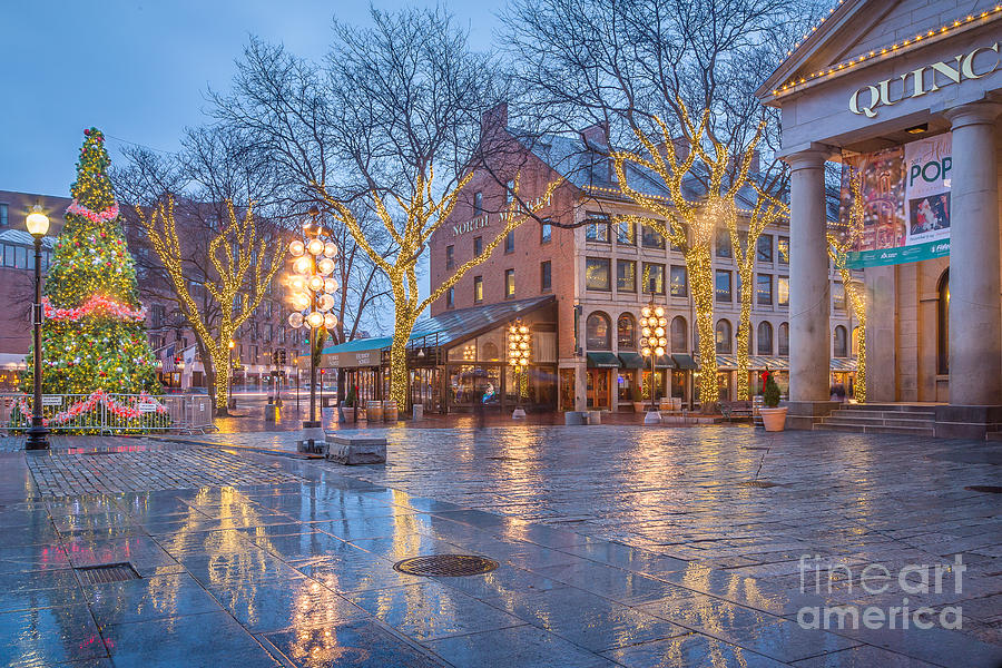 Christmas Reflections at Quincy Market Photograph by Susan Cole Kelly