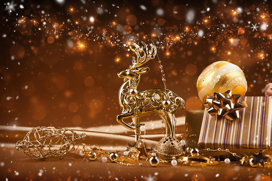 Christmas Reindeer In Gold Photograph by Doc Braham