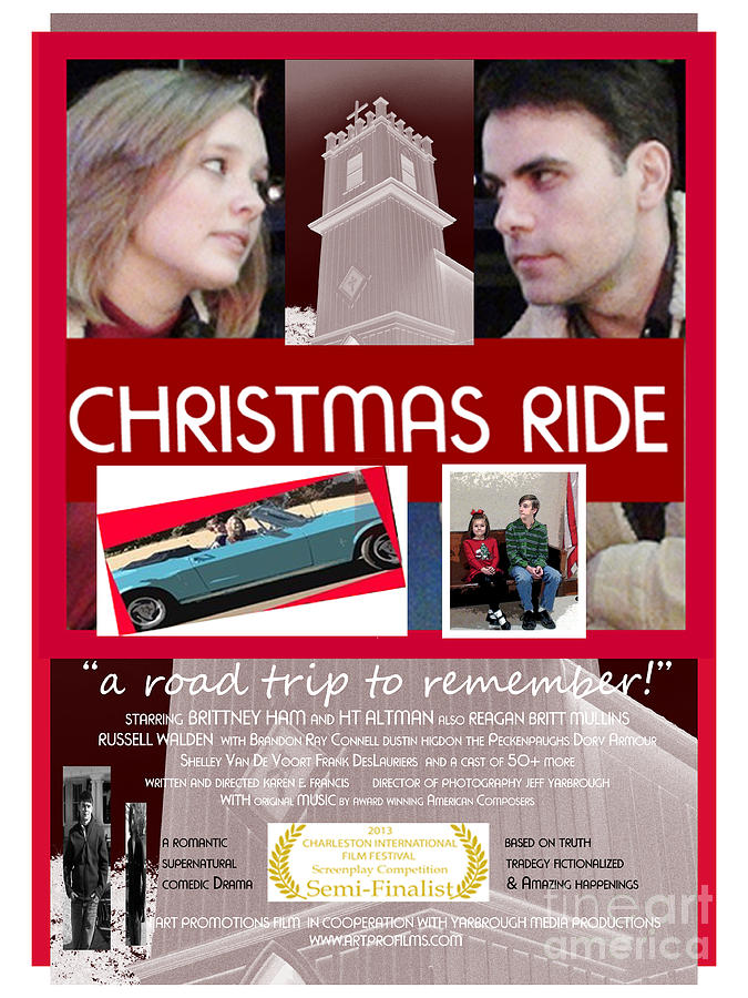 Film Digital Art - Christmas Ride Poster w Church by Karen Francis