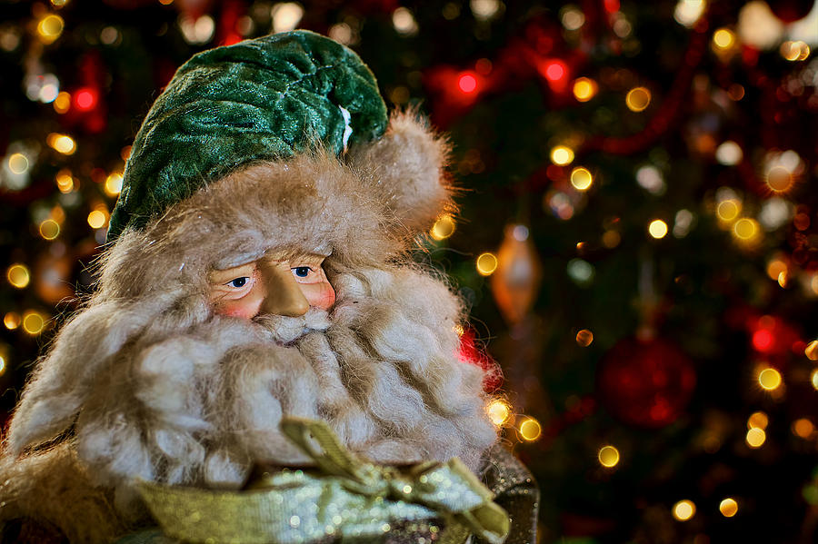 Santa Claus Photograph - Christmas Santa doll portrait by Berkehaus Photography
