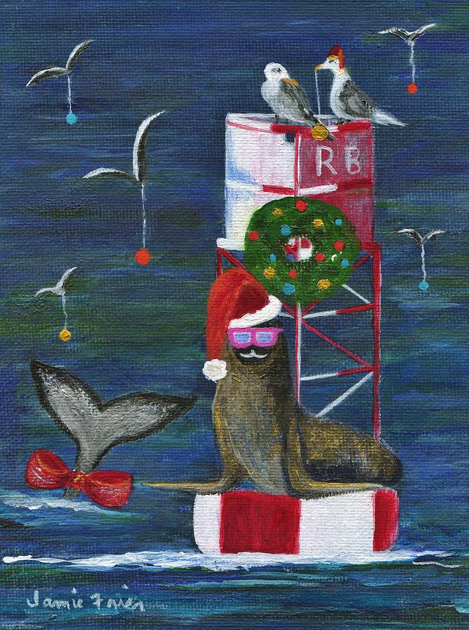 Christmas Seal and Friends Painting by Jamie Frier