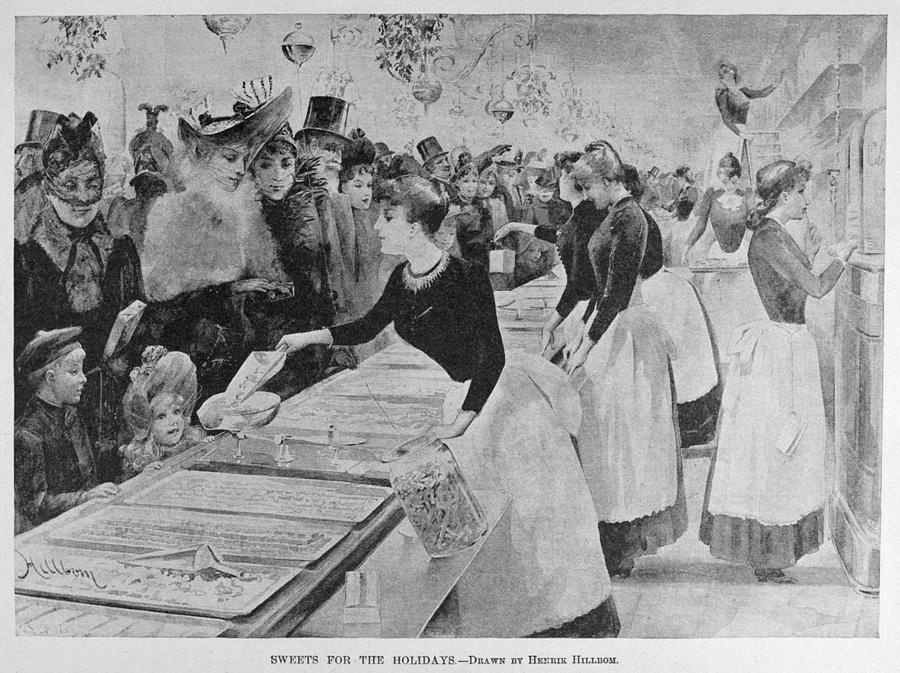 Christmas Shopping, 1891 Drawing by Granger