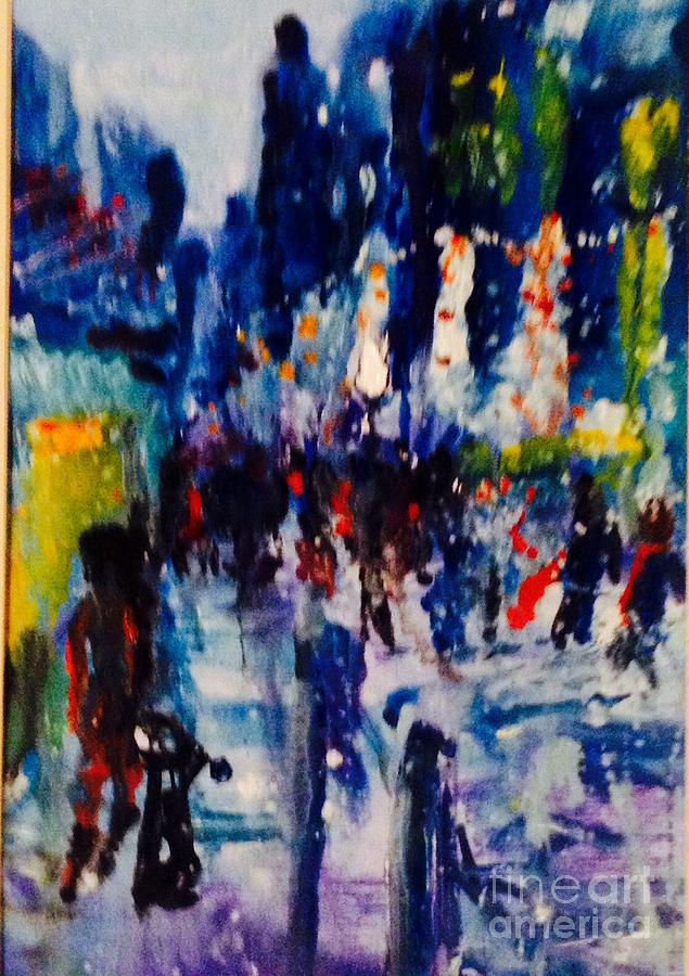 Cityscape Painting - Christmas Shopping by Michelle Hynes