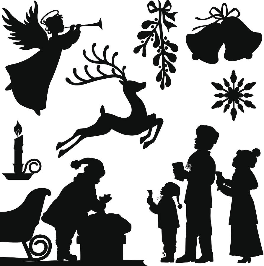 Christmas Silhouettes Drawing by SongSpeckels