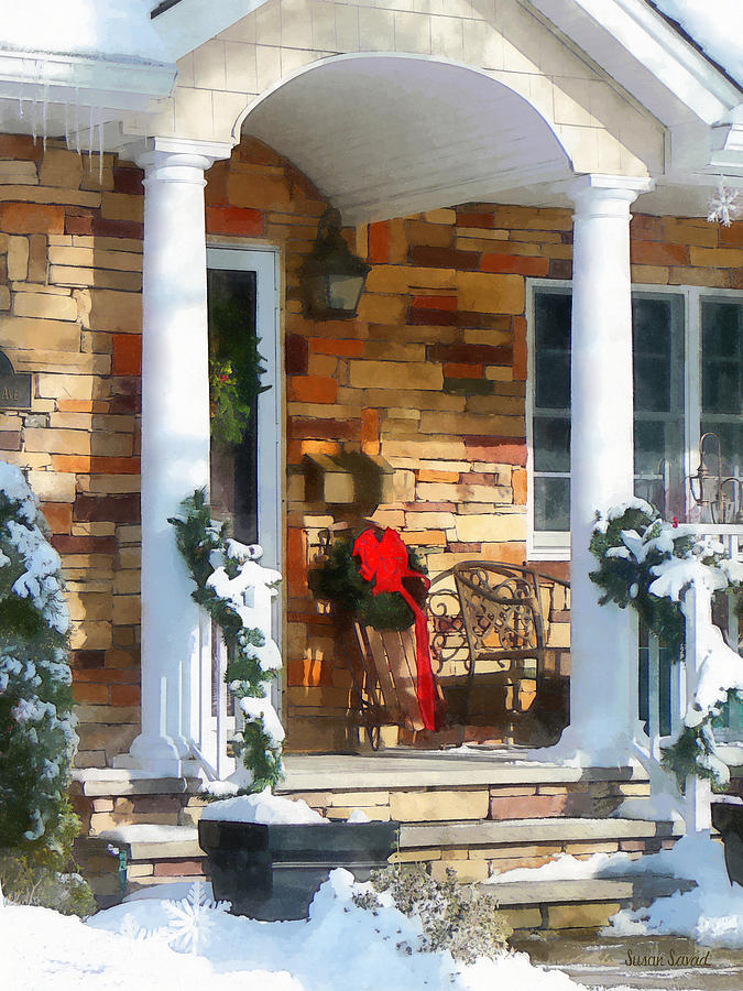Christmas Sled on Porch Photograph by Susan Savad
