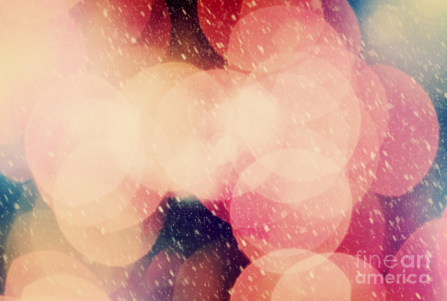 Christmas Photograph - Christmas snowing blizzard bokeh background by Michal Bednarek
