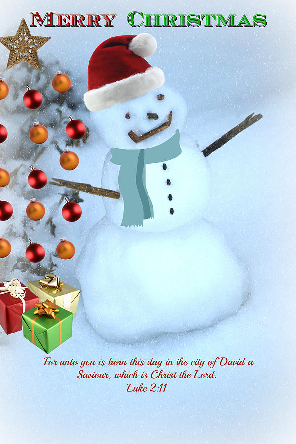 Christmas Snowman Mixed Media by Eric Liller