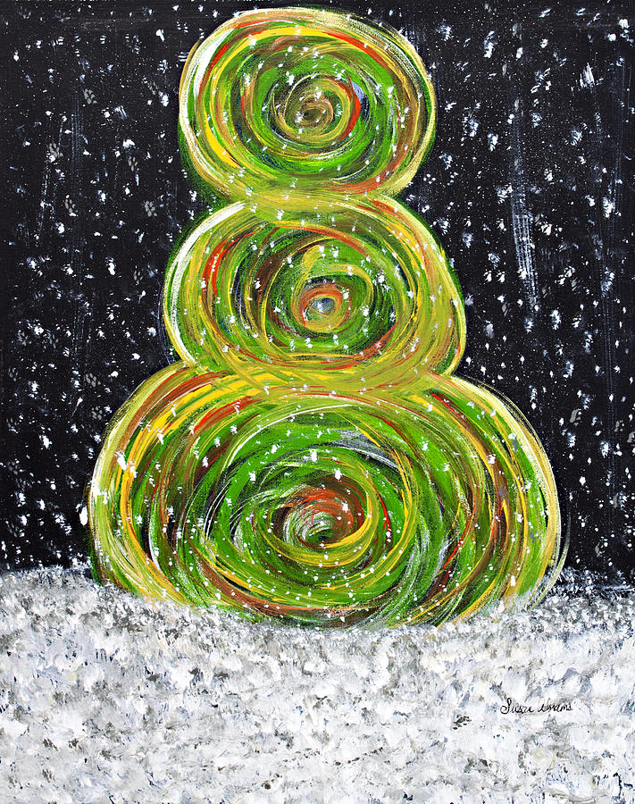Christmas Painting - Christmas Snowman by Susan Abrams