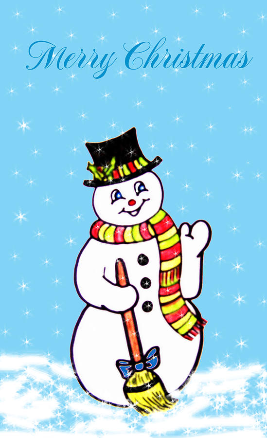 Christmas Snowman Digital Art by Susan Turner Soulis