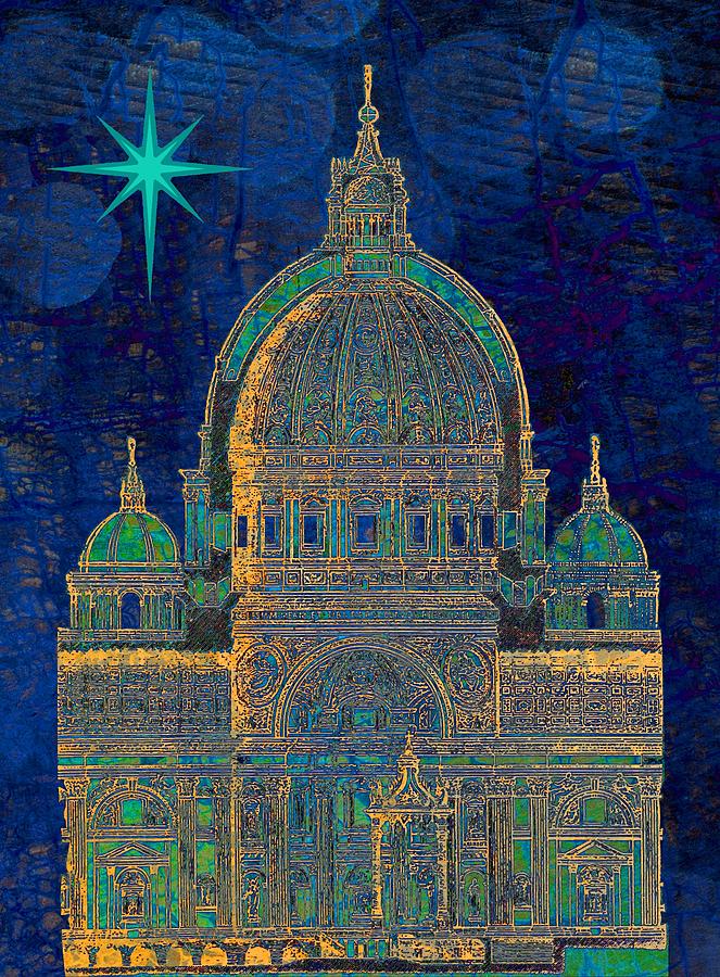 Christmas St Pauls Cathedral In Blue And Green Photograph by Suzanne Powers