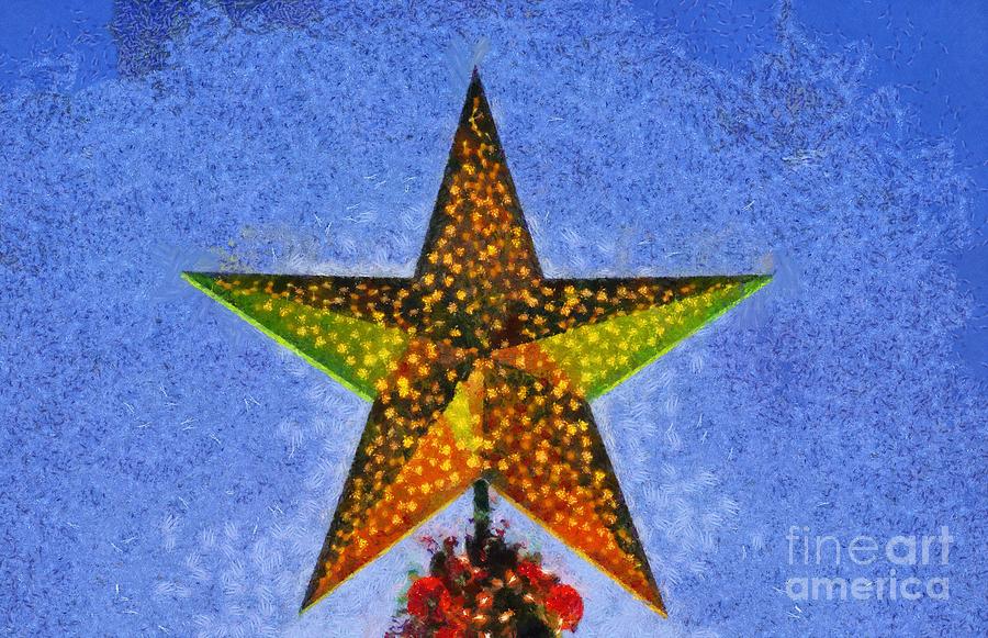 Greek Painting - Christmas star by dusk time by George Atsametakis