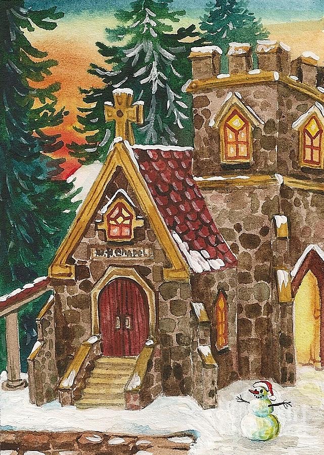 Christmas Steeple Painting by Margaryta Yermolayeva
