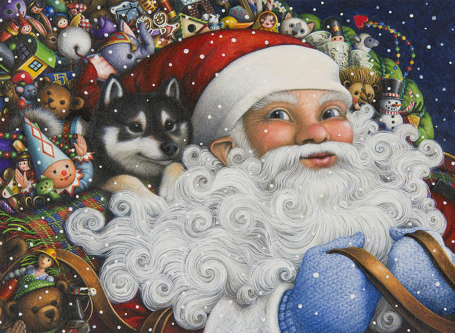 Santa Claus Painting - Christmas Stowaway by Lynn Bywaters