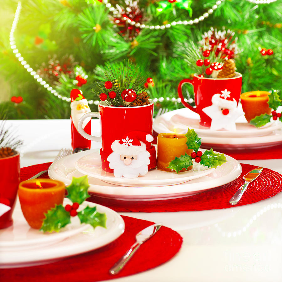 Christmas table setting Photograph by Anna Om