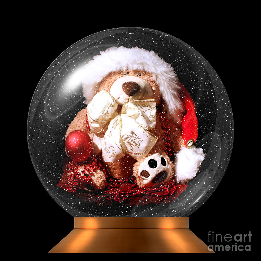 Christmas Teddy Snow Globe Photograph by Terri Waters
