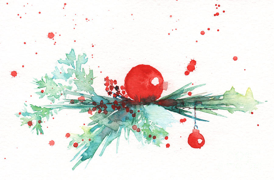 Christmas Theme 3 Painting by Claudia Hafner