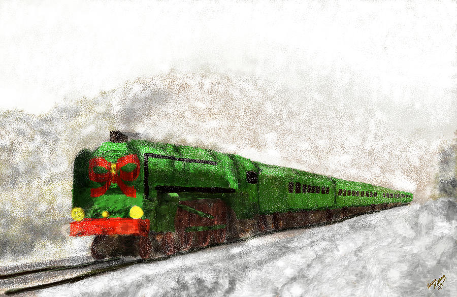 Christmas Train Painting by Bruce Nutting