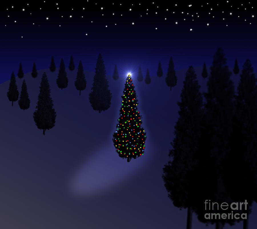 Christmas Tree Blue Digital Art by Henrik Lehnerer