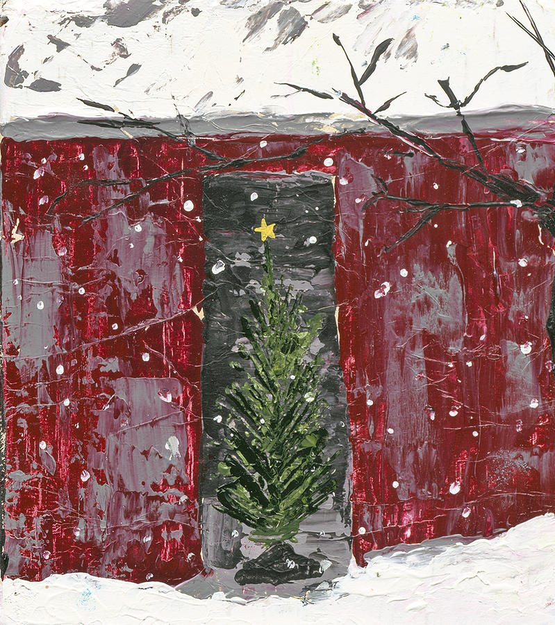Christmas Tree in Barn Painting by Kirsten Koza Reed