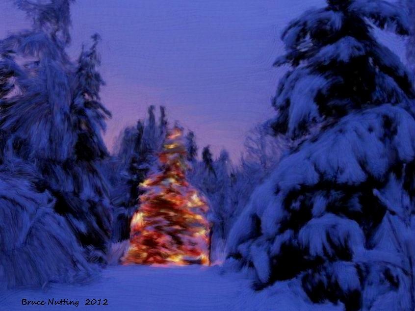 Christmas Tree in the Snow Painting by Bruce Nutting