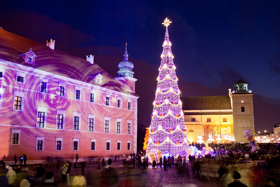 Architecture Photograph - Christmas Tree in Warsaw Old Town by Artur Bogacki