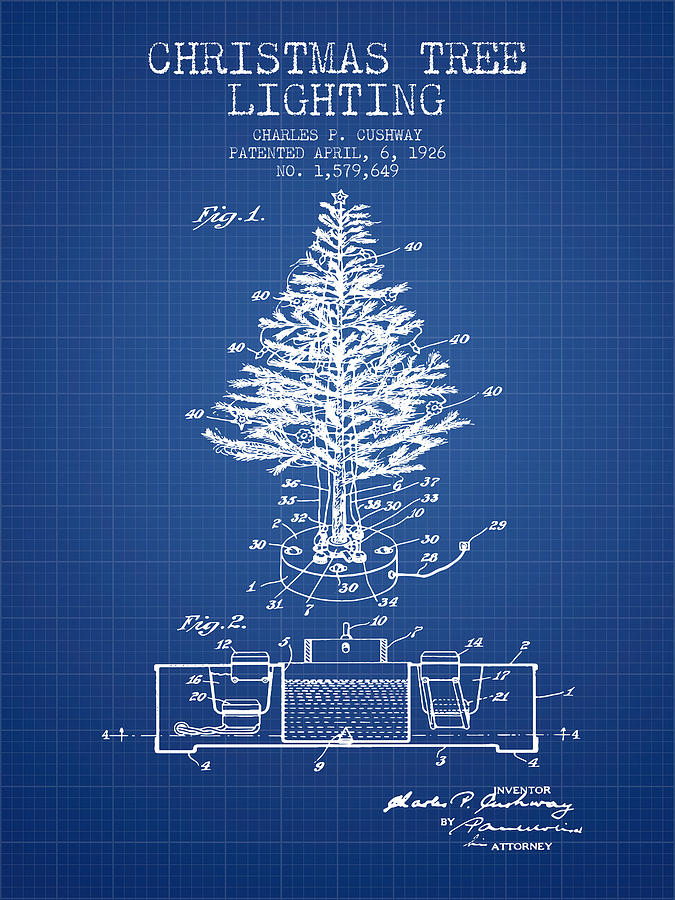 Christmas Digital Art - Christmas Tree Lighting Patent from 1926 - Blueprint by Aged Pixel